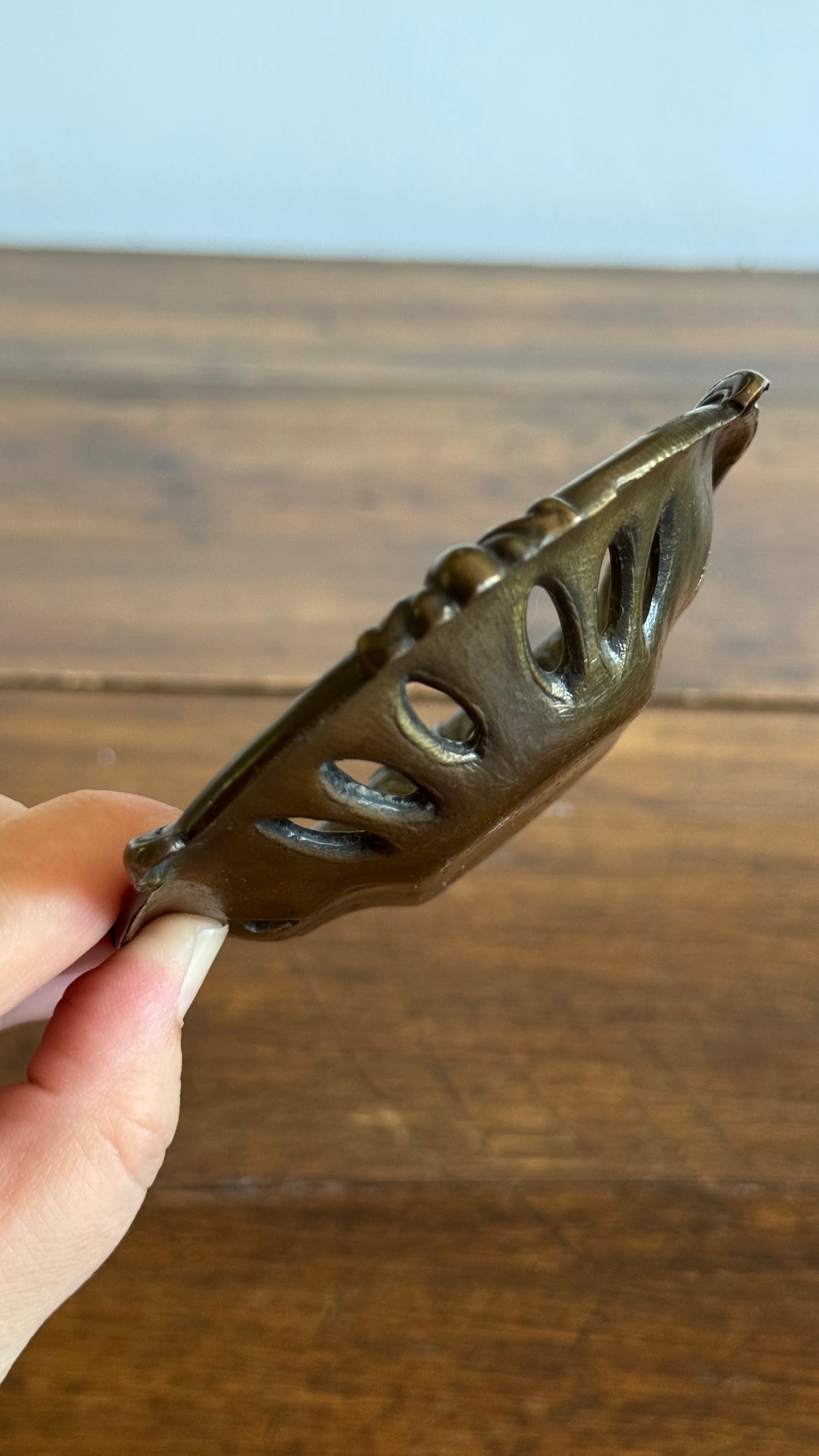 Vintage Embossed Metal Art Nouveau Dish with Ornate Detailing