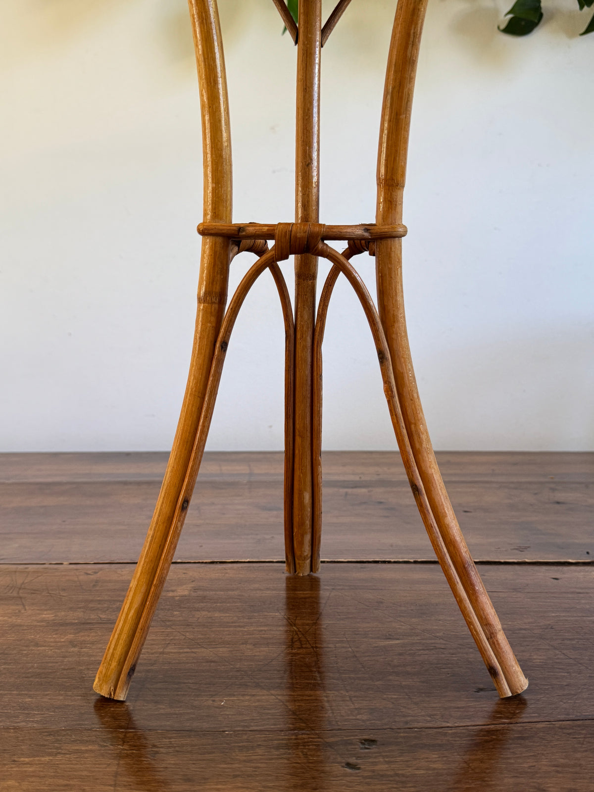 Small Table Top Bamboo and Wood Plant Stand - Bent Wood Plant Riser Small Table