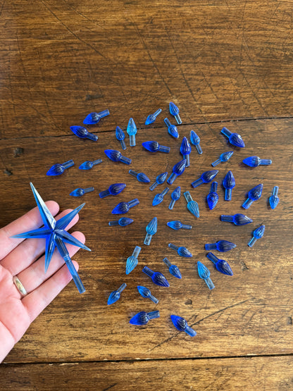 Mixed Lot of Blue Ceramic Christmas Tree Light Pegs and Star Topper Replacement Bulbs