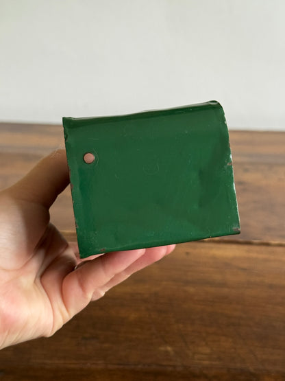 Vintage Painted Dark Green Metal Small Match Holder