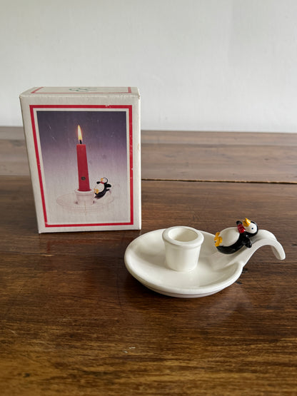 Pick One: Cheeky Holiday Penguin Candle Holders, Pair or Single Style - Made in Korea