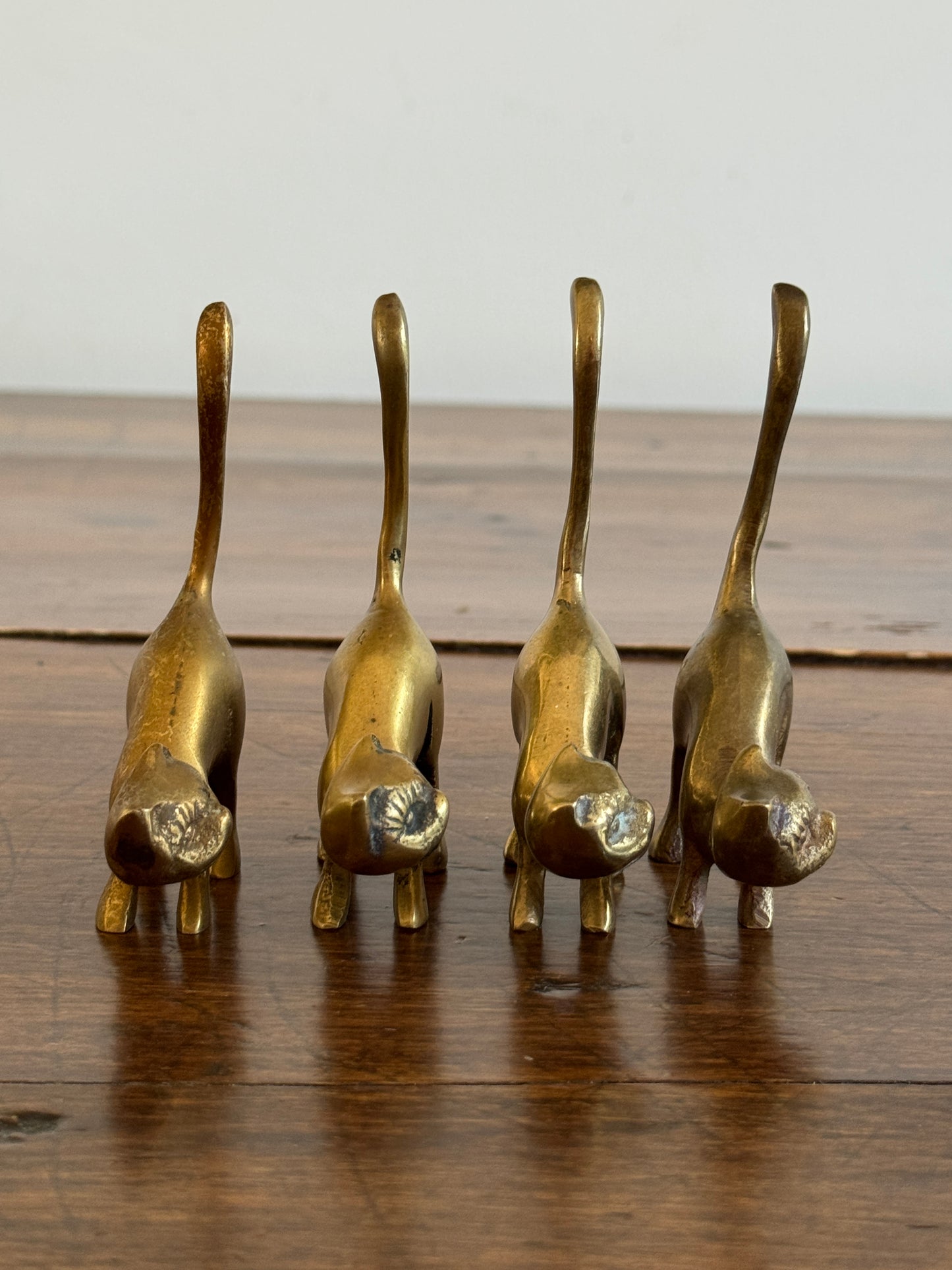 PICK ONE Vintage Brass Tail Up Cat Figurine - Cat Ring Holder