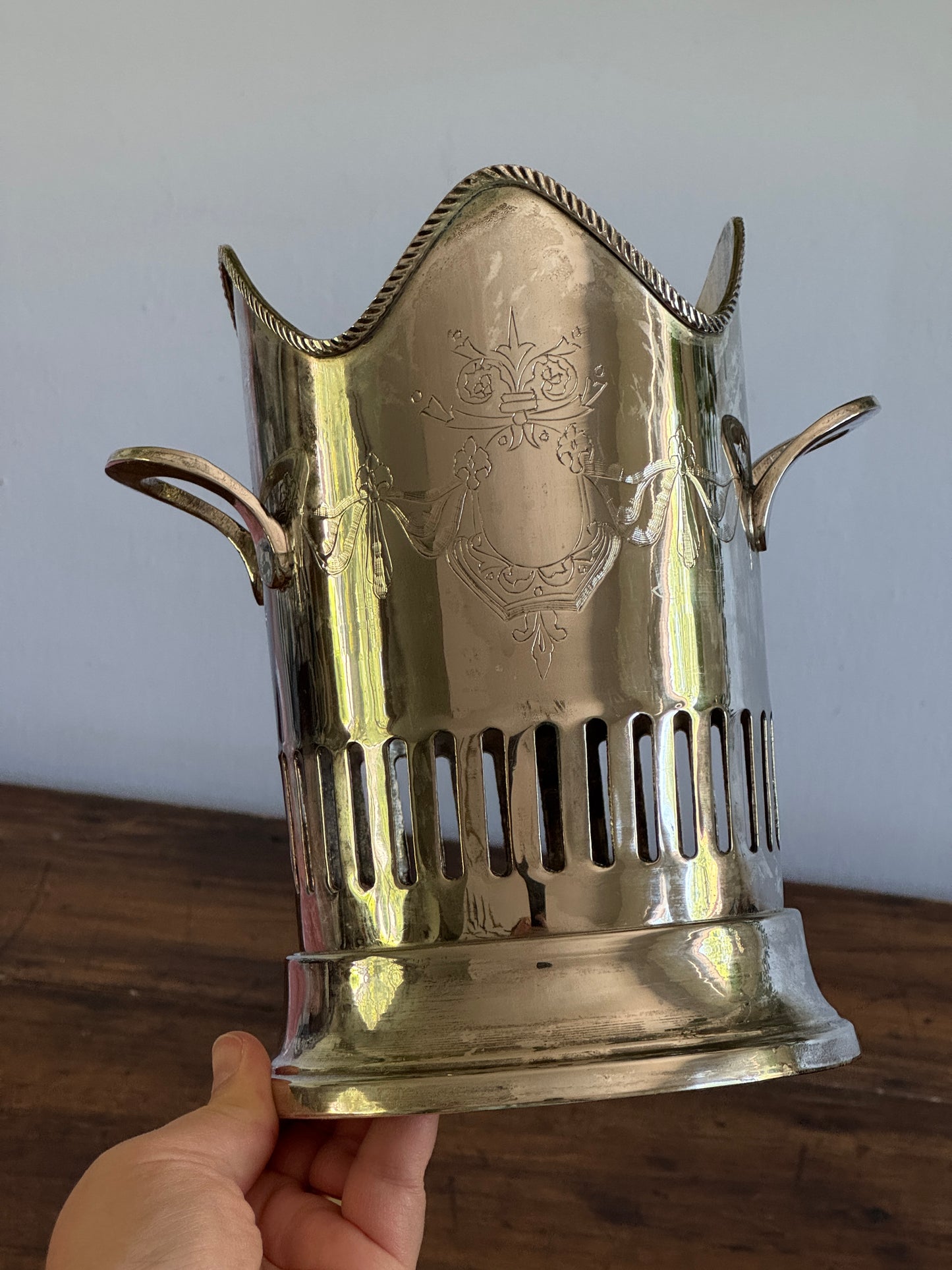 Vintage Silver Plated Bottle Holder Wine Caddy - Made in India