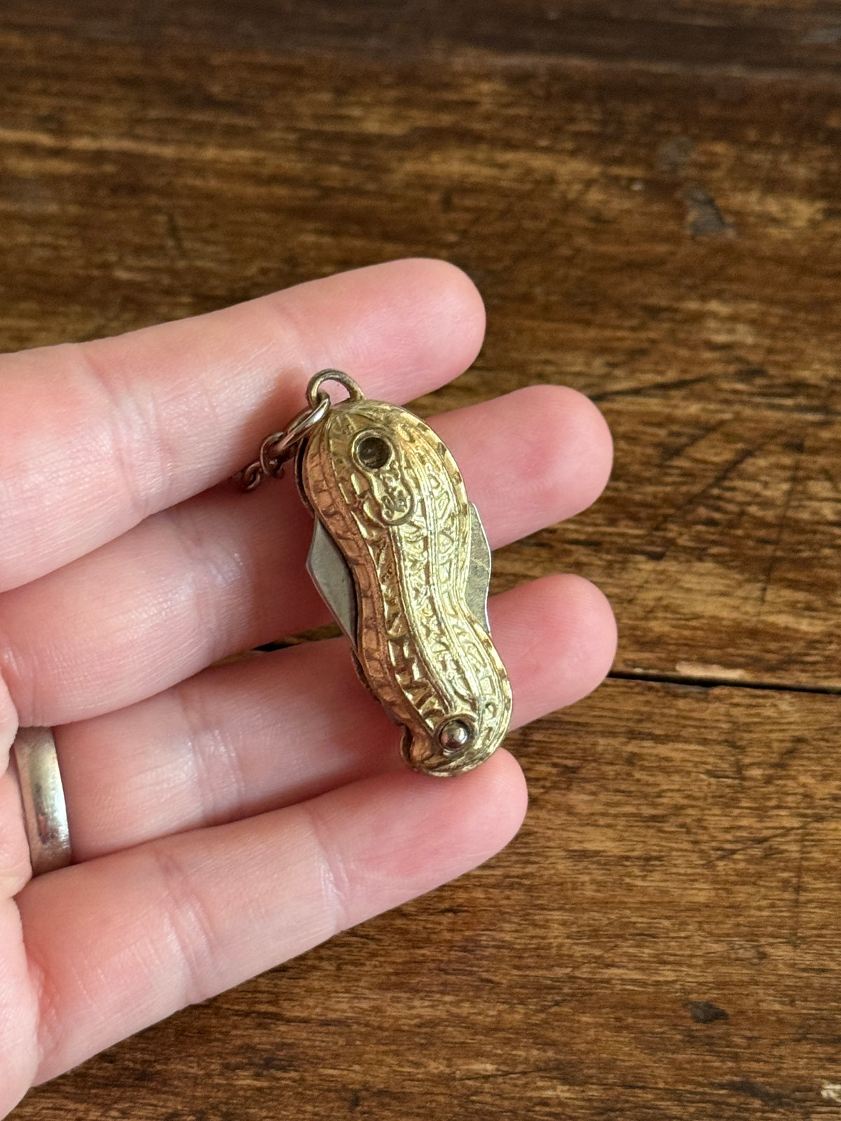 Vintage Promotional Peanut Mini Knife on Keychain - Peanut Pocket Knife by Rich Tasty