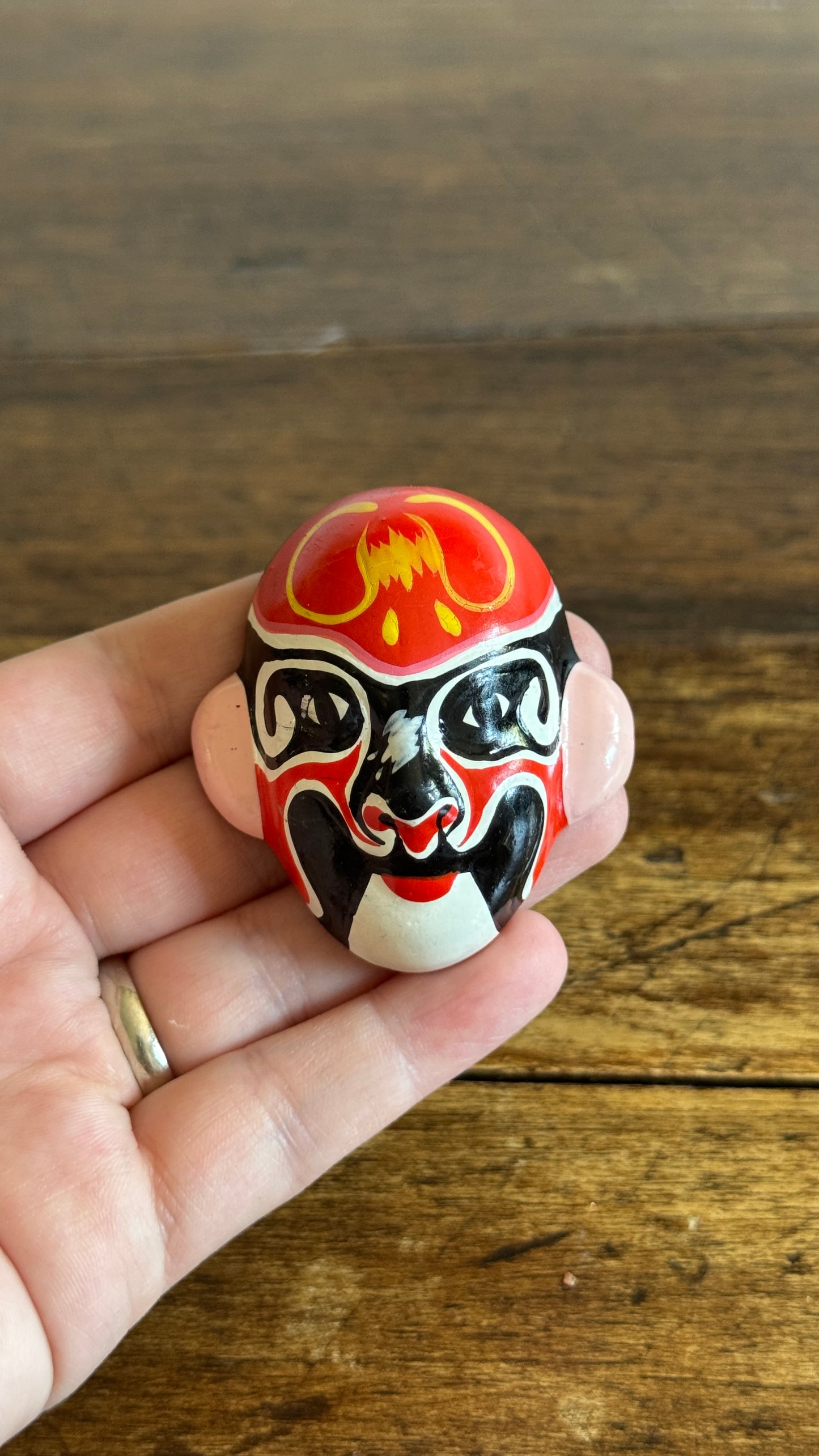 Vintage Hand Painted Beijing Opera Clay Miniature Masks - Made in China