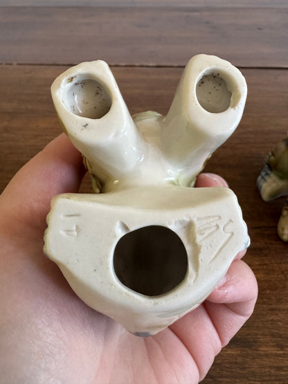 Vintage Foo Dogs Pottery Figurines - Open and Closed Mouths