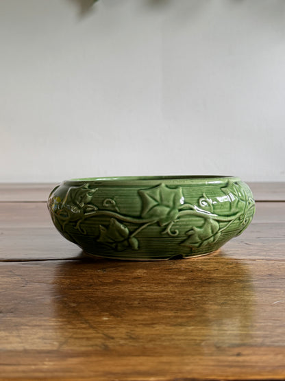Vintage Shawnee Pottery Shallow Bowl with Ivy Leaf Print