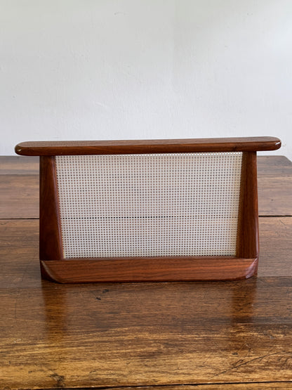 Vintage Wood and Plastic Mesh Earring Stand - Vintage Jewelry Holder Screen on Wooden Display