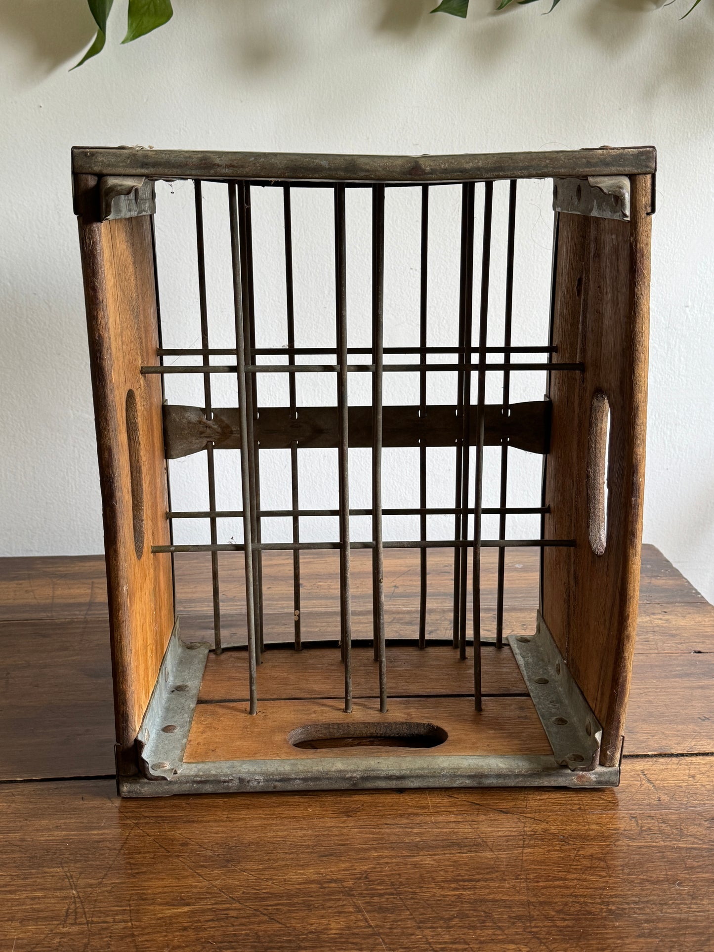 Vintage Ridge Dairy Milk Crate with Wood and Metal Construction