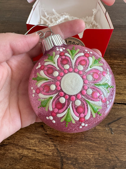 Modern Hand Painted Plastic Ornament with Dotted Paint Design In Gift Box