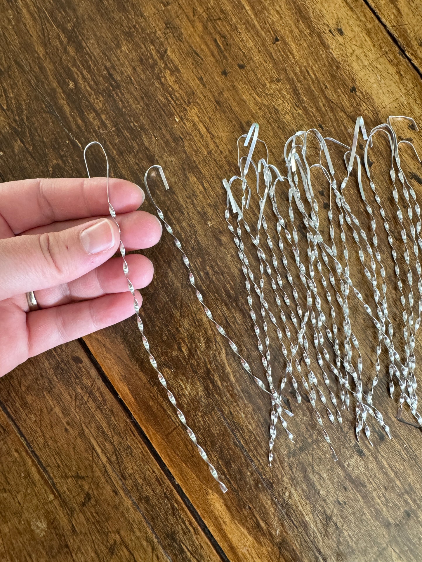 Hand Crafted Thin Twisted Metal Victorian Tinsel Ornaments - QTY 24