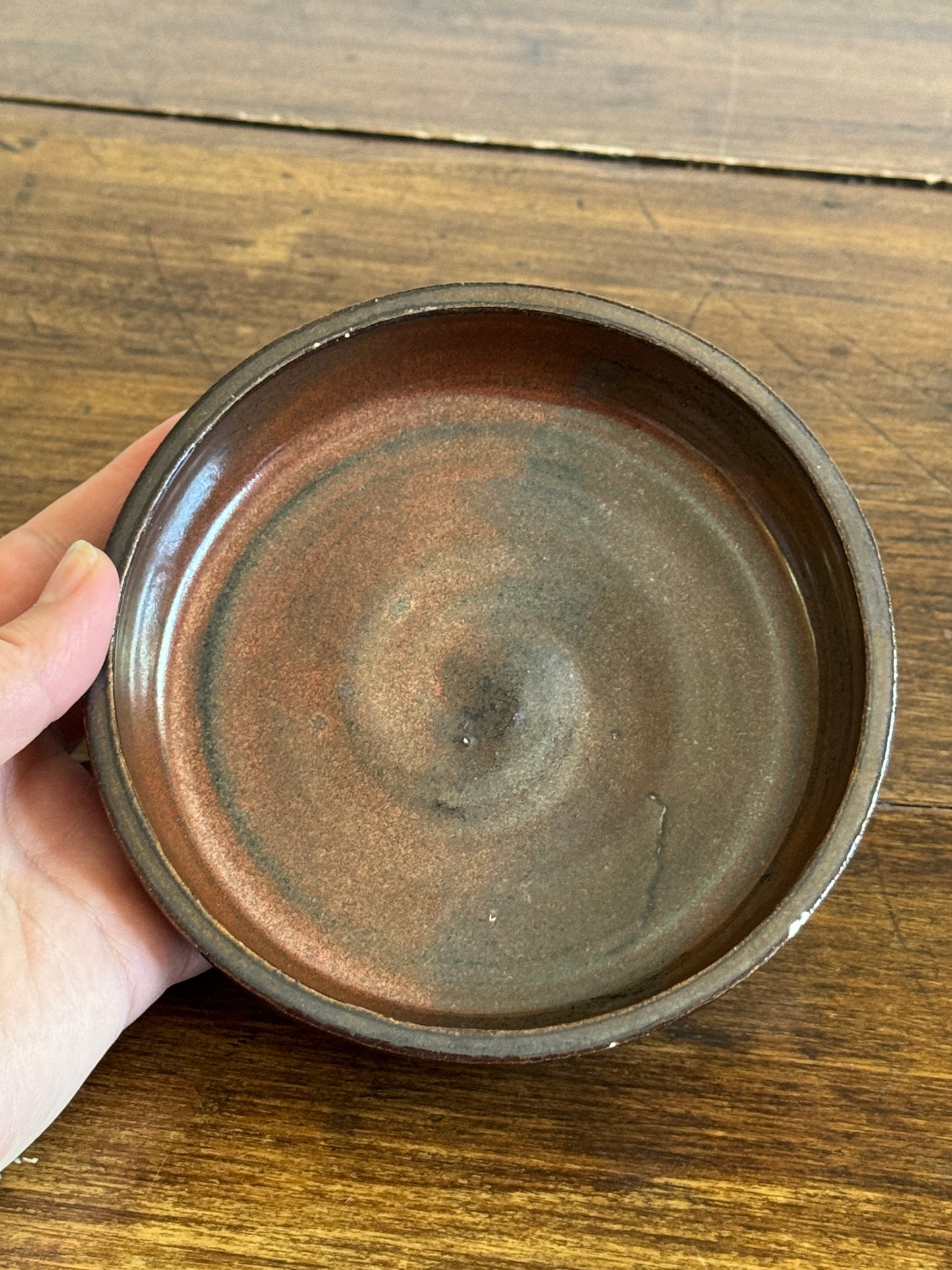 Small Shallow Brown Pottery Bowl