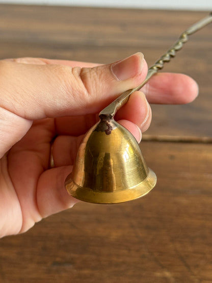 Vintage Brass Candle Snuffer with Fixed Cup and Twisted Post Design