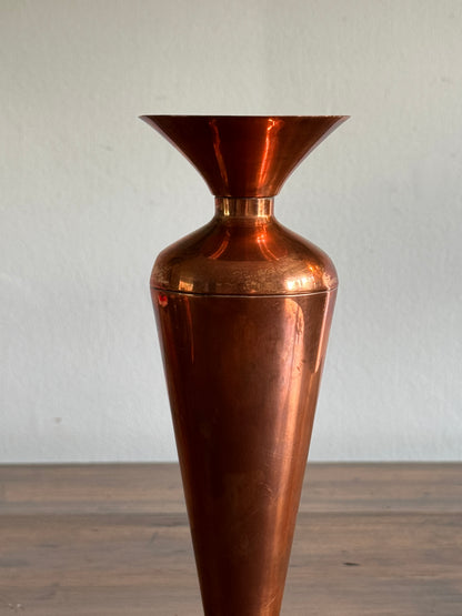 Vintage Fluted Copper Vase - Copper Flower Vase