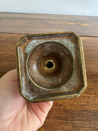 Single Vintage Brass Candlestick with Ornate Post Detailing