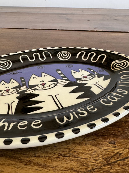 Three Wise Cats Plate by Catfish Moon Nova Scotia - Made in Canada