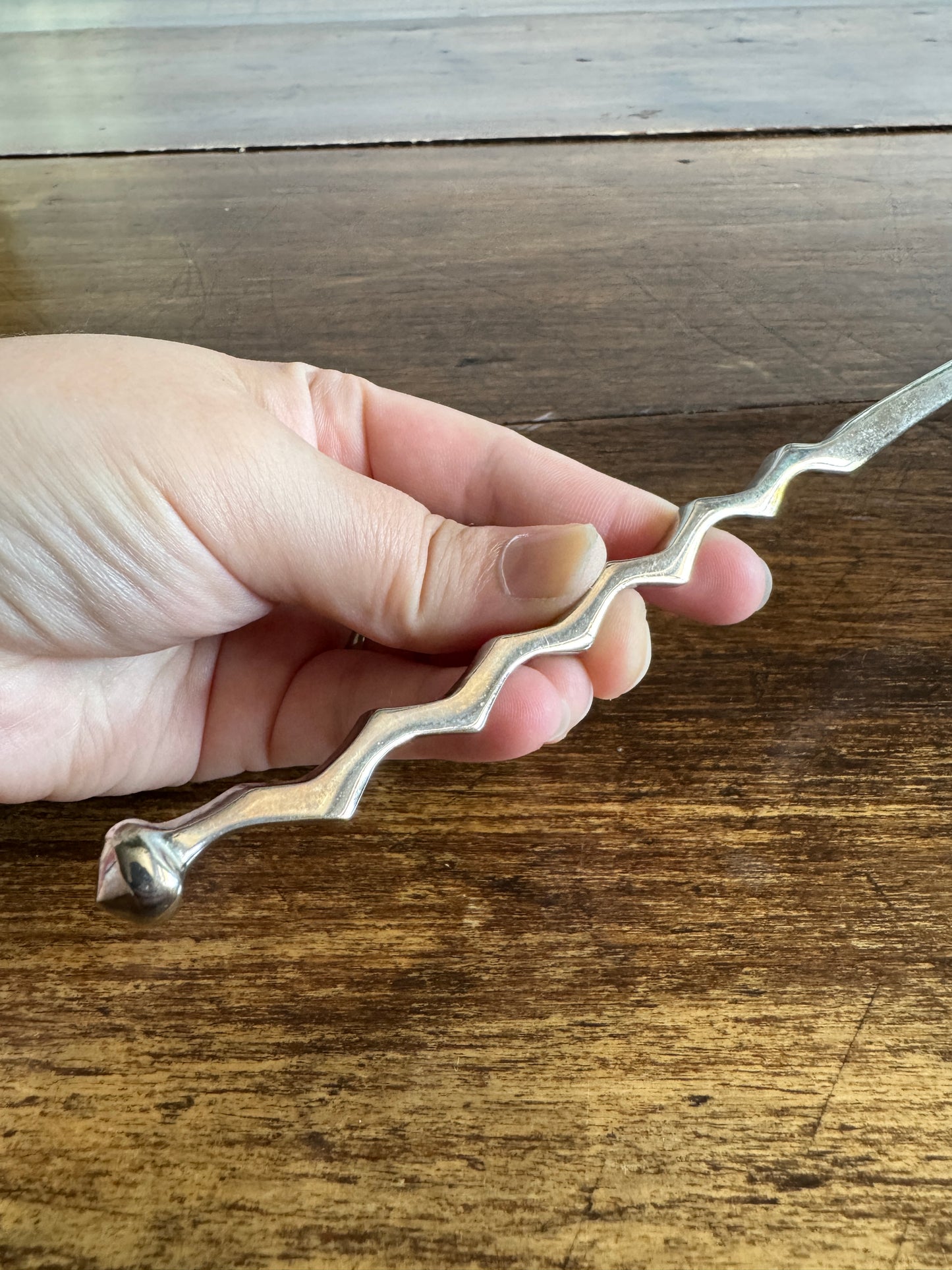 Vintage Silver Plated Candle Snuffer with Adjustable Cup and Wavy Handle Design