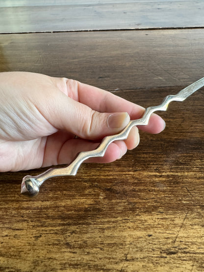 Vintage Silver Plated Candle Snuffer with Adjustable Cup and Wavy Handle Design