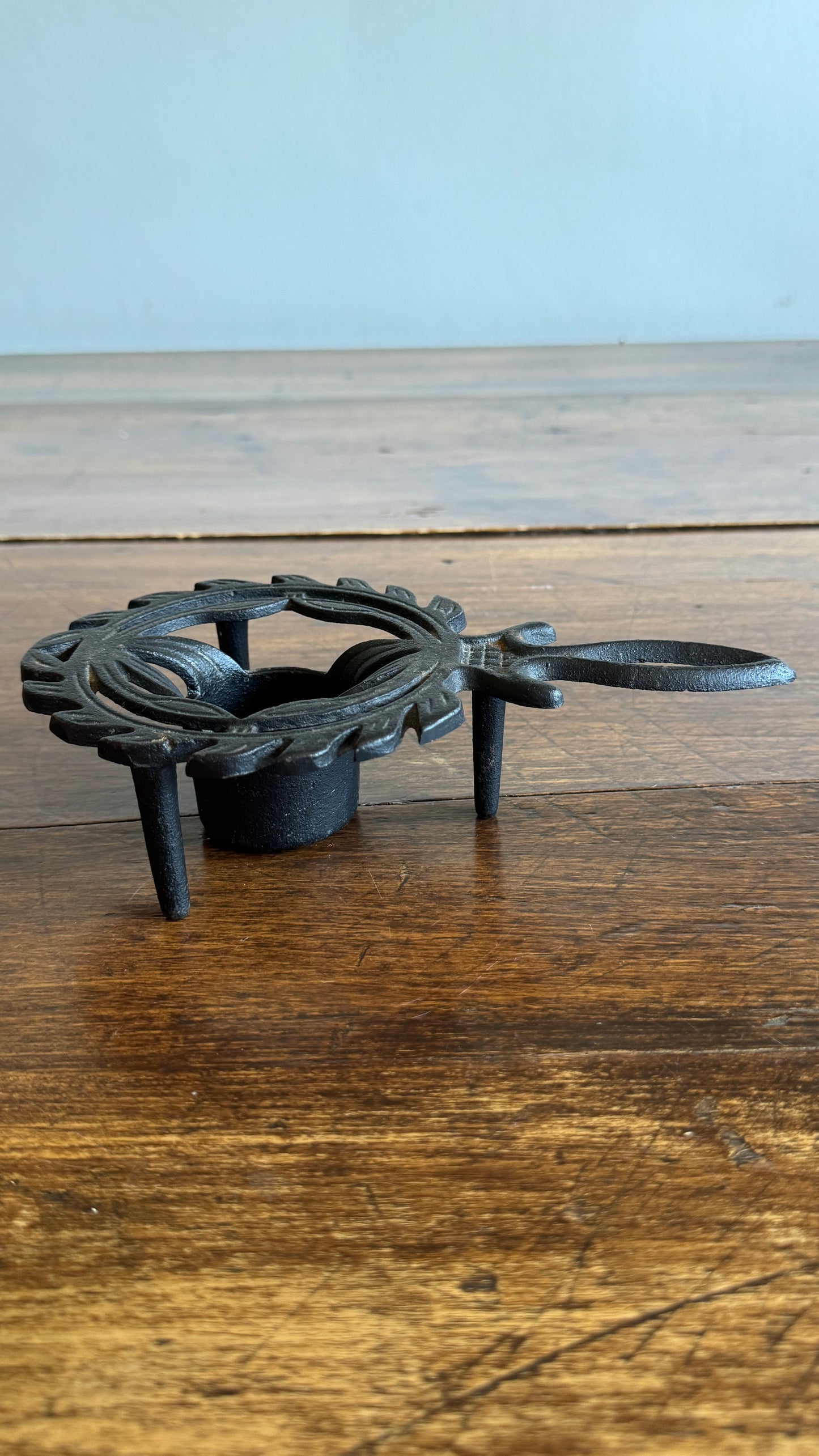Vintage Cast Iron Trivet Warmer with Raised Feet and Tealight Candle Holder - Made in Japan