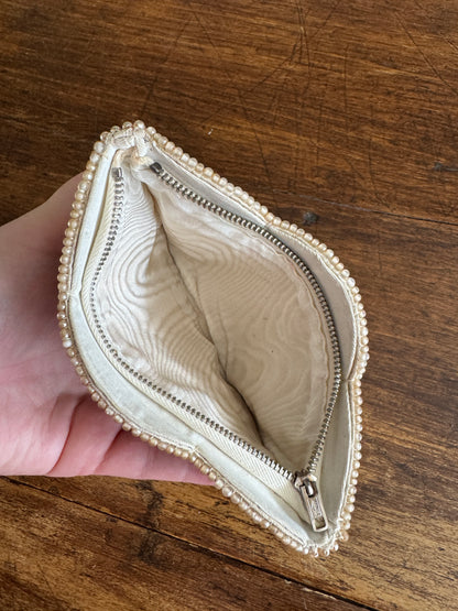 Small Vintage Beaded Hand Held Clutch Coin Purse with Zipper