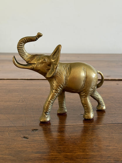 Vintage Brass Standing Lucky Elephant with Tusks