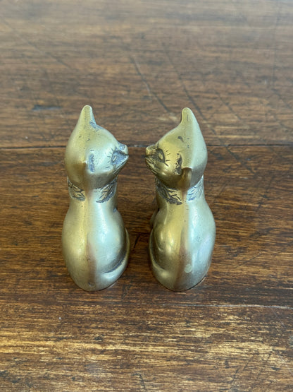 Vintage Pair of Small Cat Statues - Vintage Brass Cat Figurines