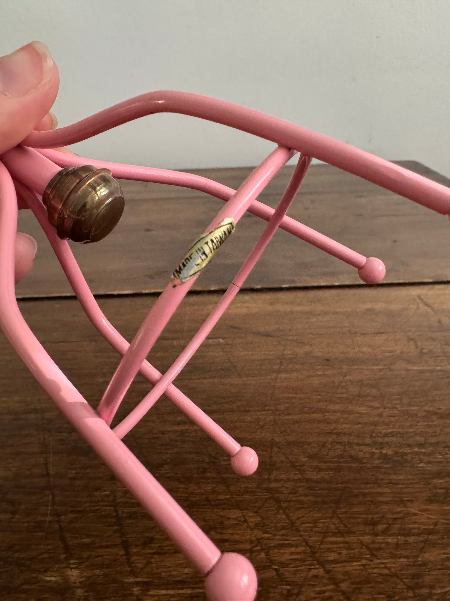 Pink and Brass Jewlery Hook Stand - Coat Hook Miniature For Jewelry