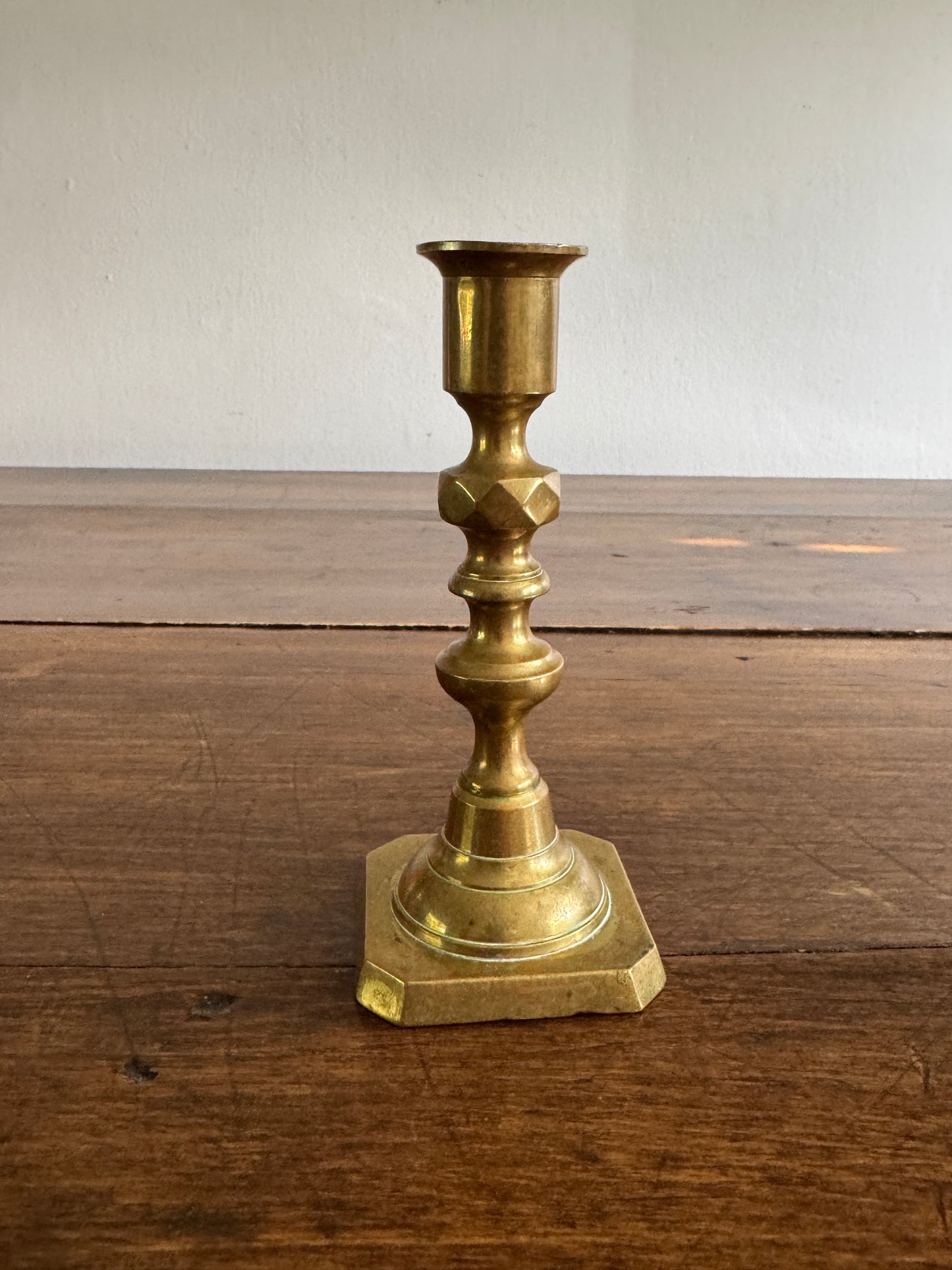 Single Vintage Brass Candlestick with Ornate Post Detailing