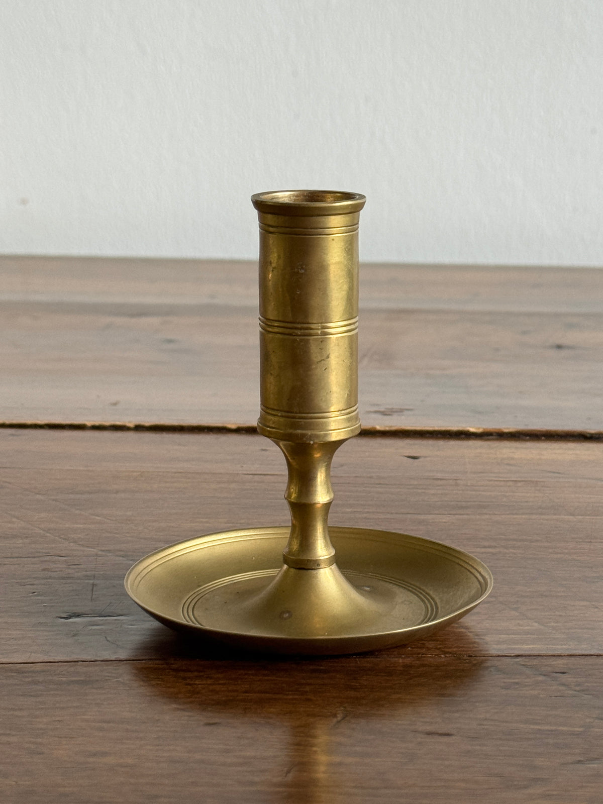 Vintage Brass Push Up Candleholder with Ornate Push Handle