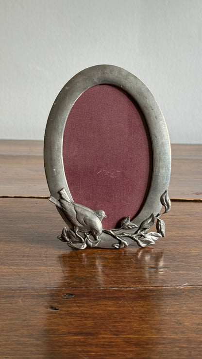 Vintage Seagull Pewter Oval Shaped Bird Photo Frame