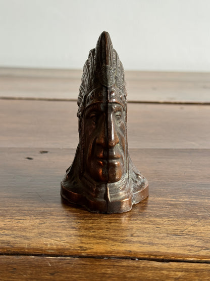 Vintage Chief Coin Bank with Niagara Falls Badge on Forehead