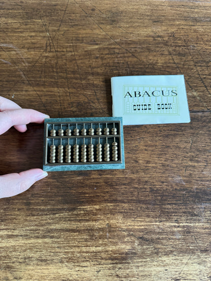 Miniature Brass Abacus on Stone Base with Guide Book