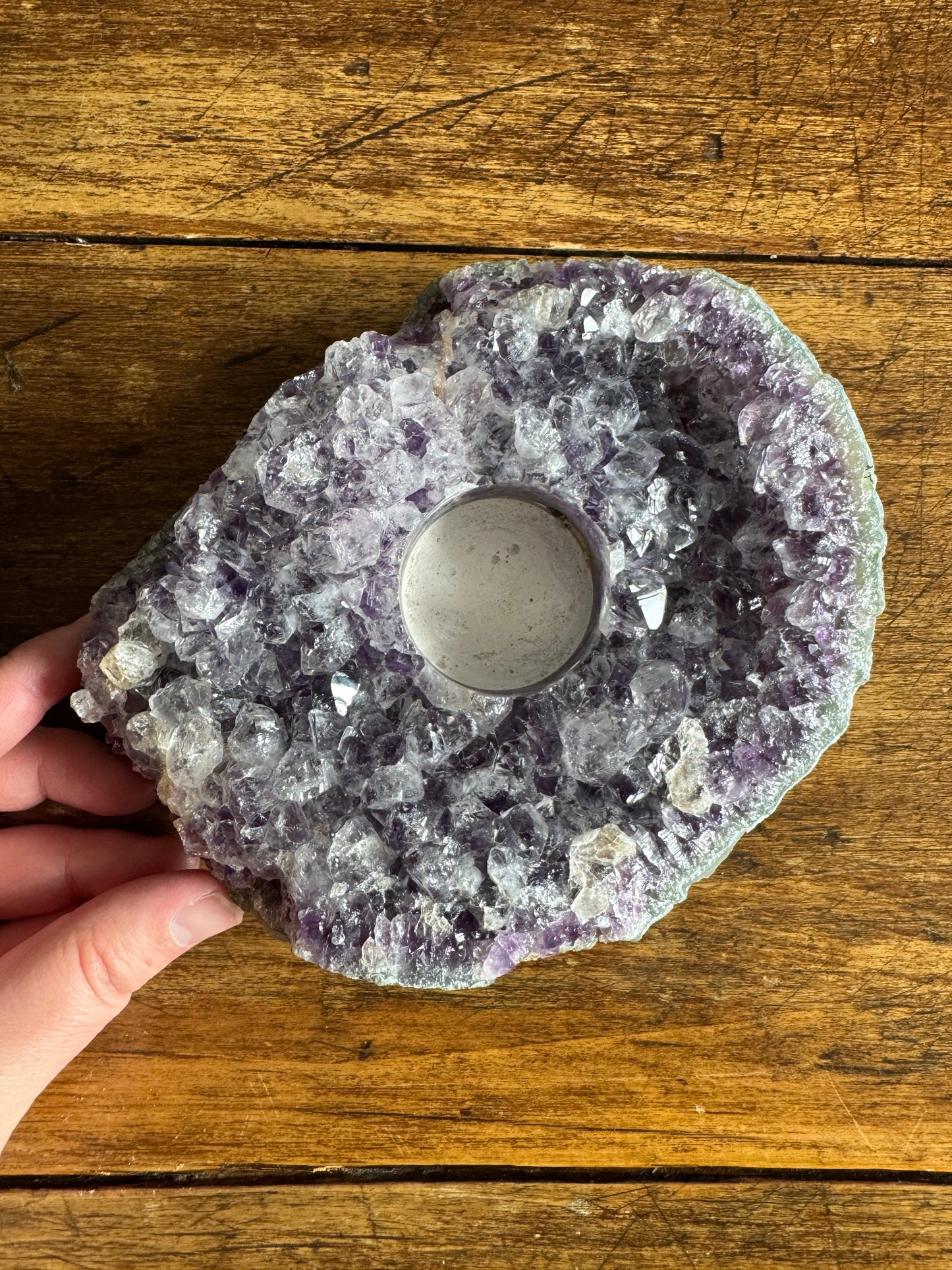 Raw Amethyst Stone Tealight Candle Holder - Made in Brazil