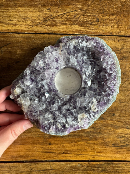 Raw Amethyst Stone Tealight Candle Holder - Made in Brazil