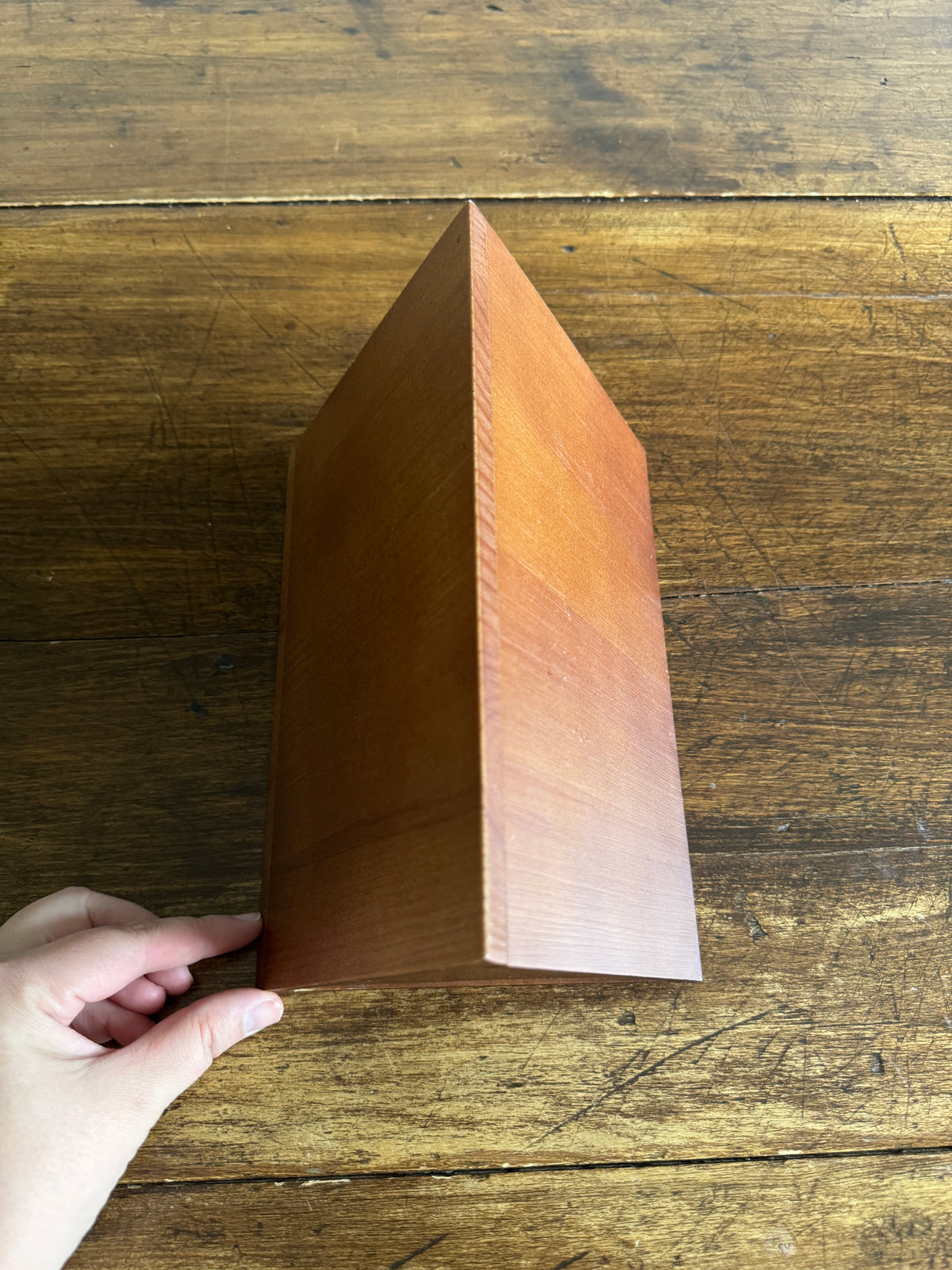 Unique Hand Crafted Triangle Wood Storage Box