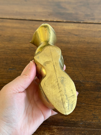 Vintage Brass Crouching Cat - Hunting Cat Brass Figurine