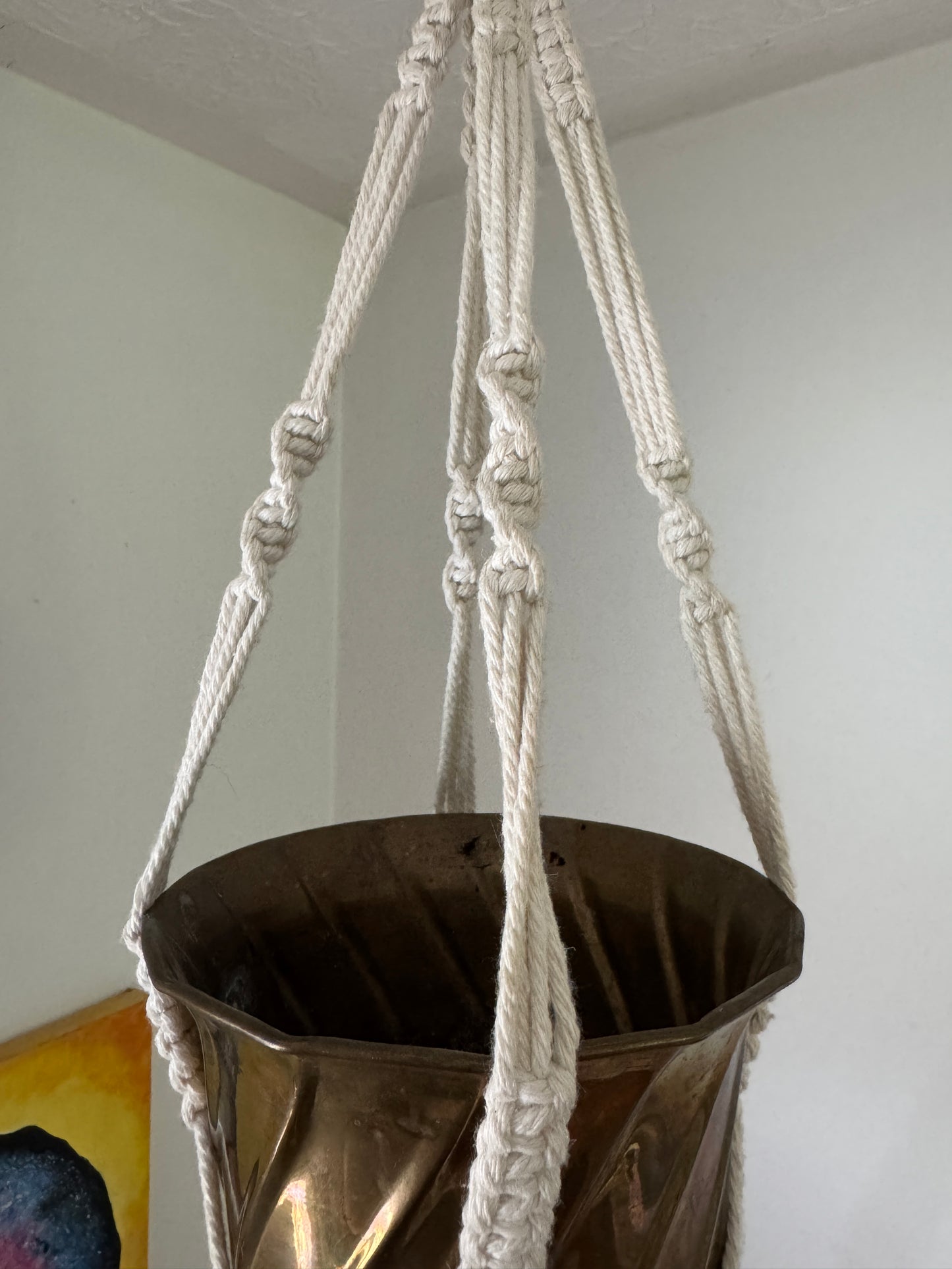 White Macrame Plant Pot Hanging Holder