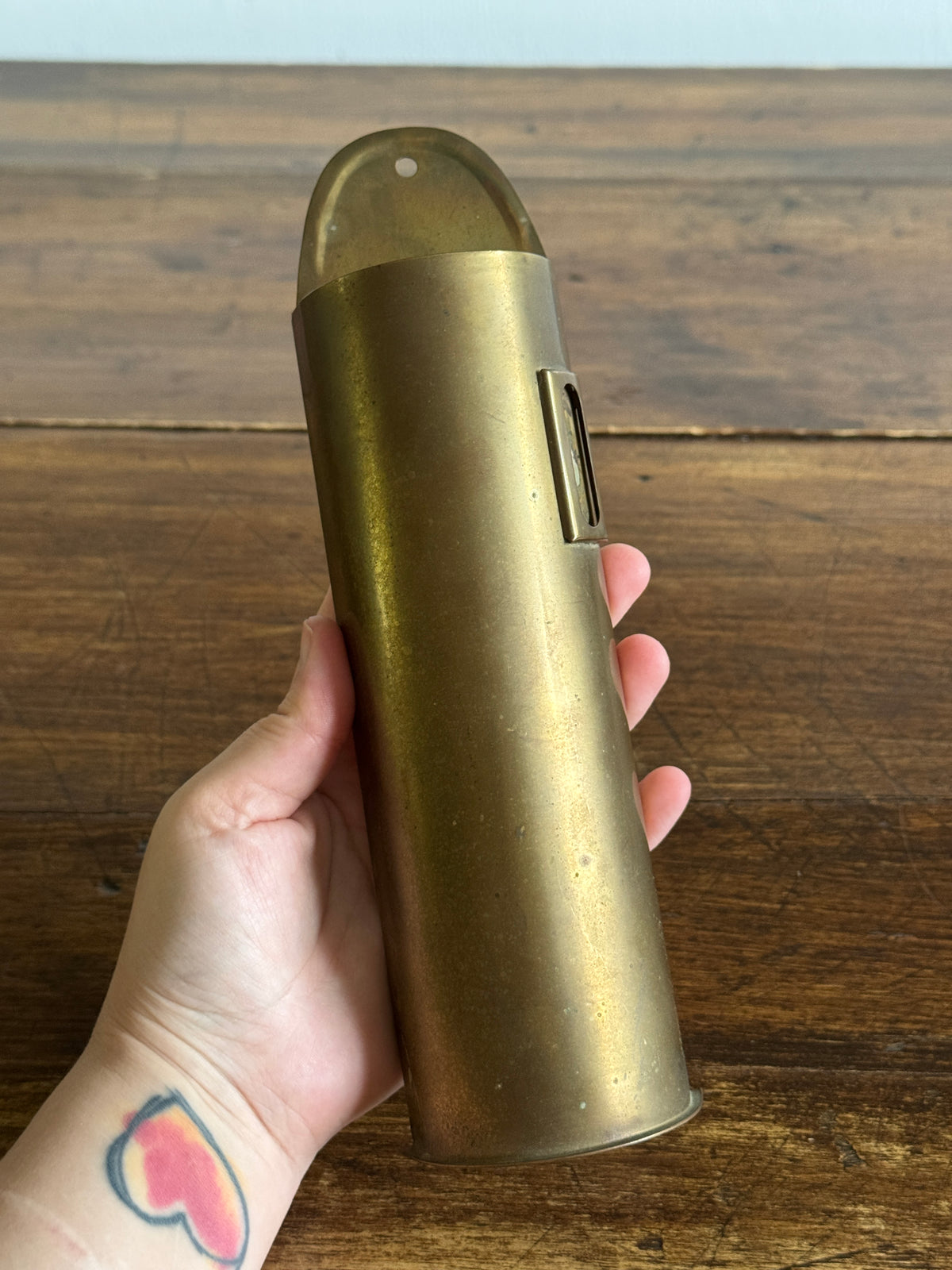 Vintage Brass Long Match Wall Pocket Holder