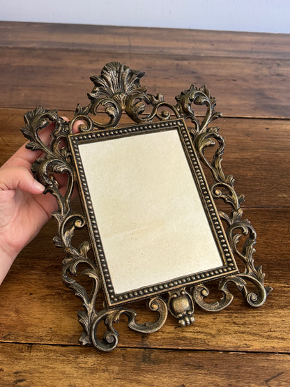Heavy Cast Metal Ornate Mirror with Foxing