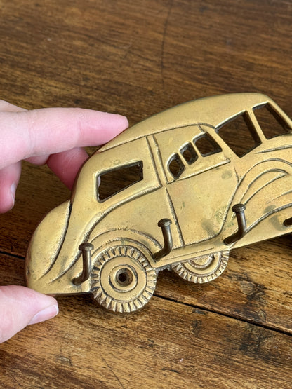 Vintage Brass Car Key Hook - Vintage Automobile Key Rack