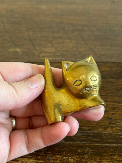 Vintage Cheeky Miniature Cat Figurine with Cartoon Like Features