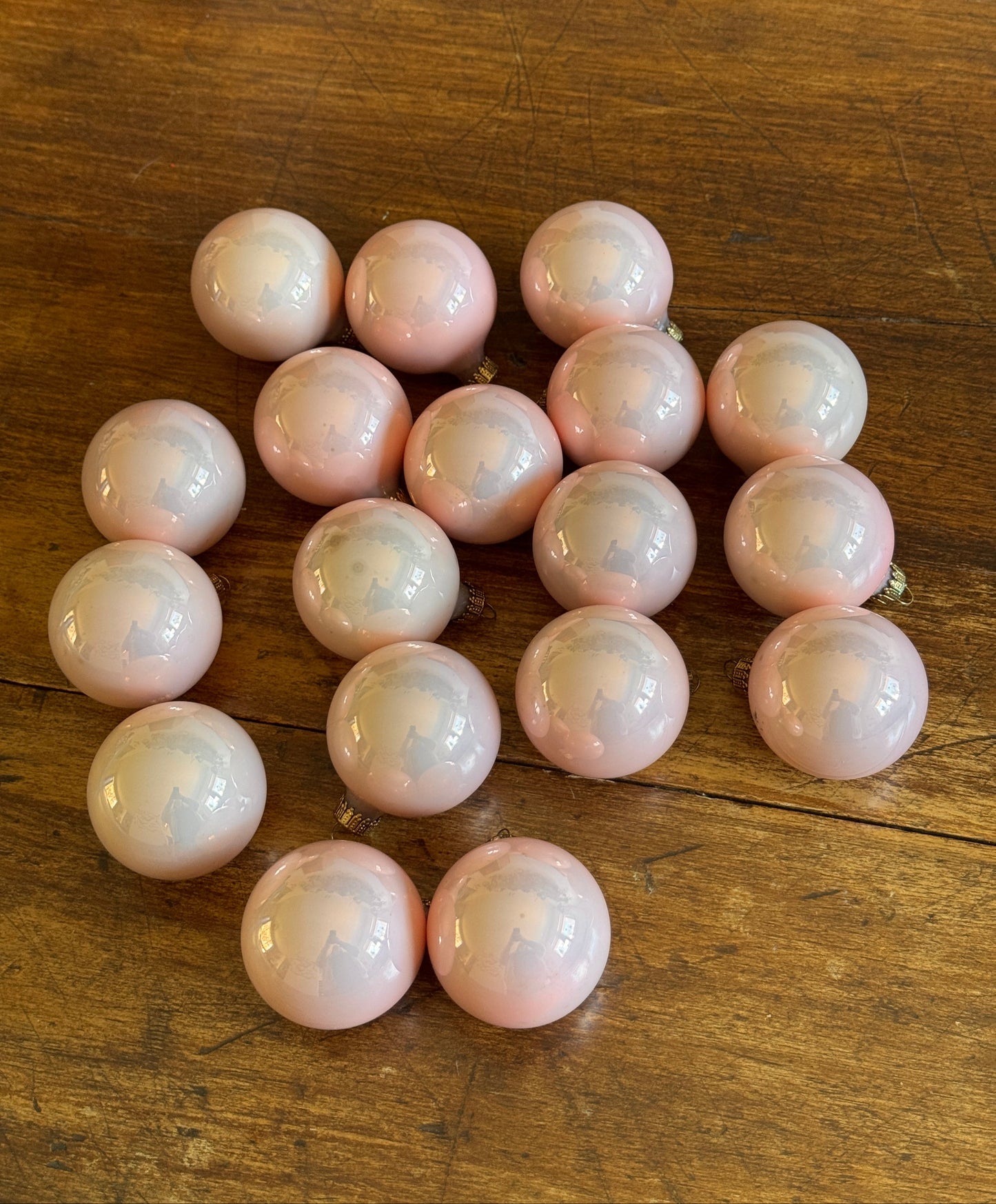Vintage Pale Pink Glass Christmas Ornaments