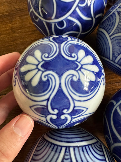 Blue and White Ceramic Decorative Bowl Fillers - Pottery Carpet Balls