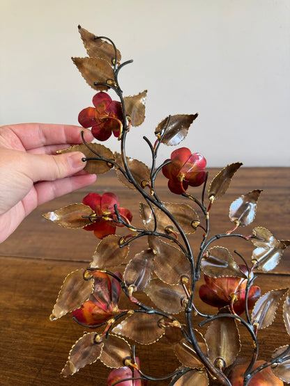Vintage Brutalist Style Torch Artwork - Flower and Leaves with Fired Detailing