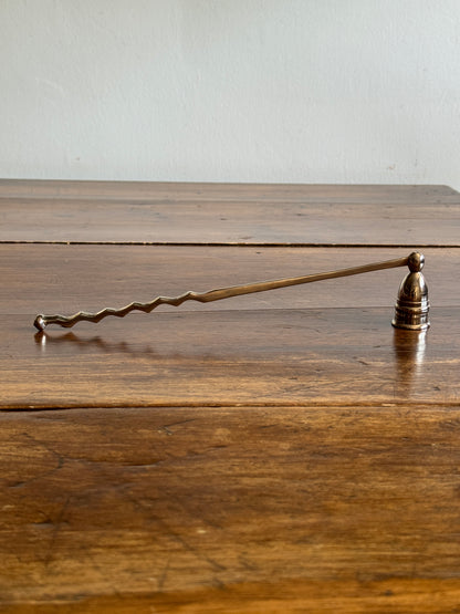 Vintage Silver Plated Candle Snuffer with Adjustable Cup and Wavy Handle Design