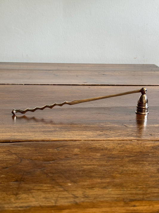 Vintage Silver Plated Candle Snuffer with Adjustable Cup and Wavy Handle Design