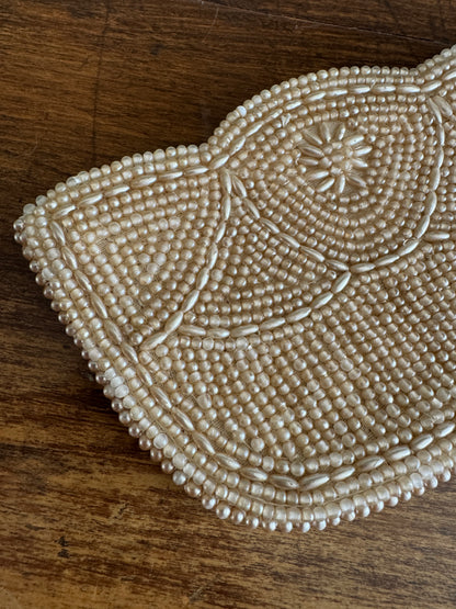 Small Vintage Beaded Hand Held Clutch Coin Purse with Zipper