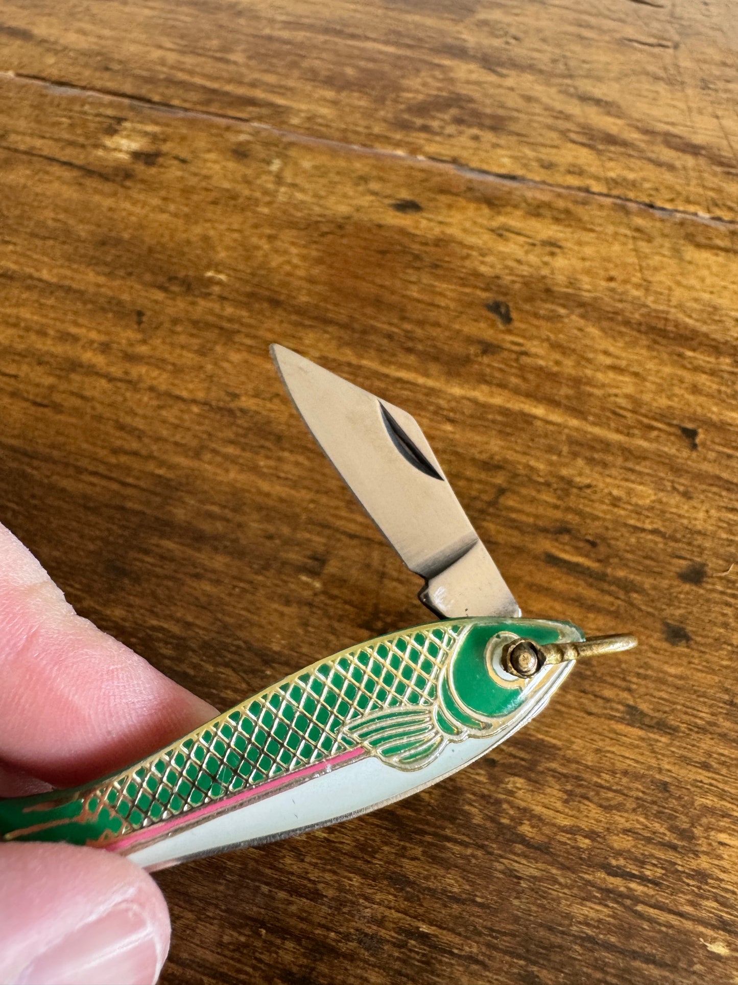 Vintage Fish Shaped Bottle Opener and Foil Pocket Knife Shaped Like Fish