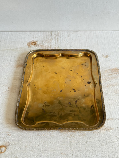 Vintage Brass Tray with Ornate Designed Edges - Vintage Brass Bowl - Made in India