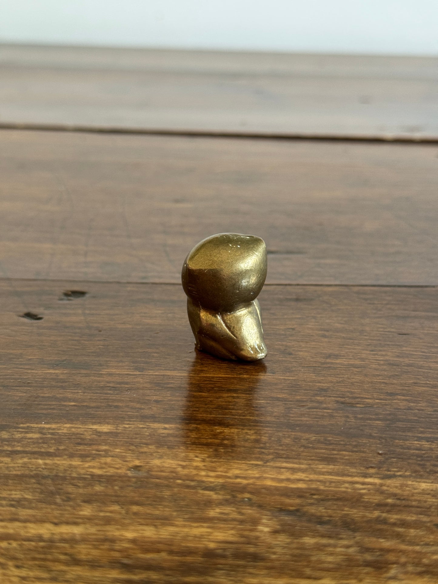 Vintage Brass Miniature Owl Figurine with Flower Eyes